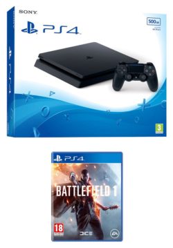 PS4 Console - Slim - 500GB - with Battlefield 1 Bundle.
